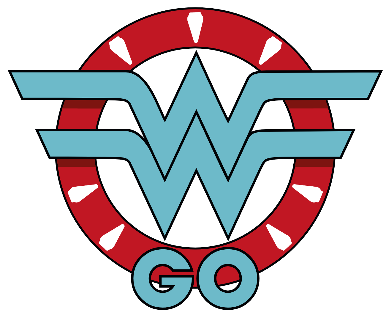 Logo do grupo Women Who Go Curitiba, que faz referência ao símbolo da mulher maravilha.
